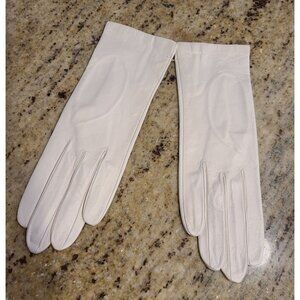 New! Vintage Size XS Ivory White Soft Leather Silk Lined Formal 8.5" Gloves